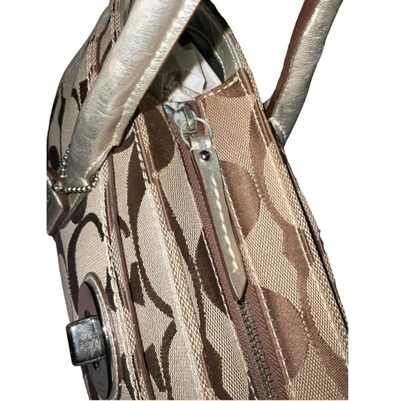 Coach Signature Hampton Madeline Handbag #A0873-11557 Khaki Silver Purse - Picture 11 of 16